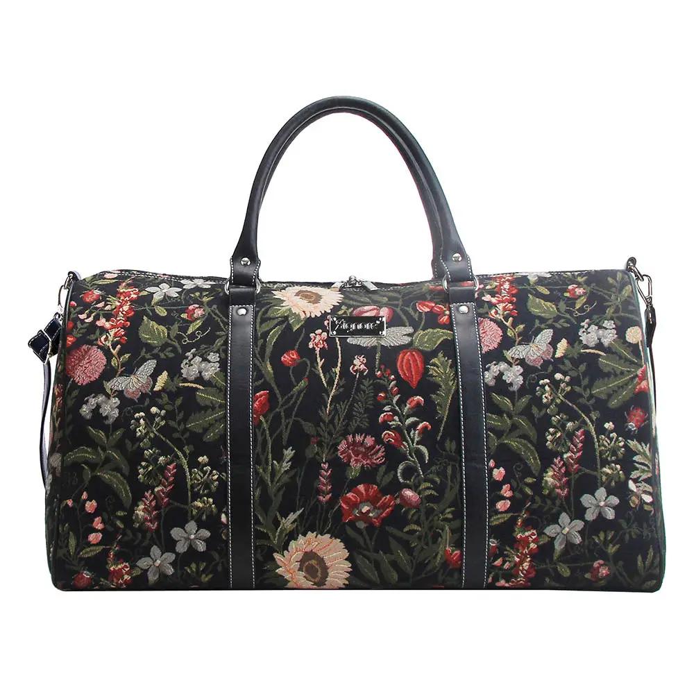 Morning Garden Black - Big Holdall Bag by Signare Tapestry