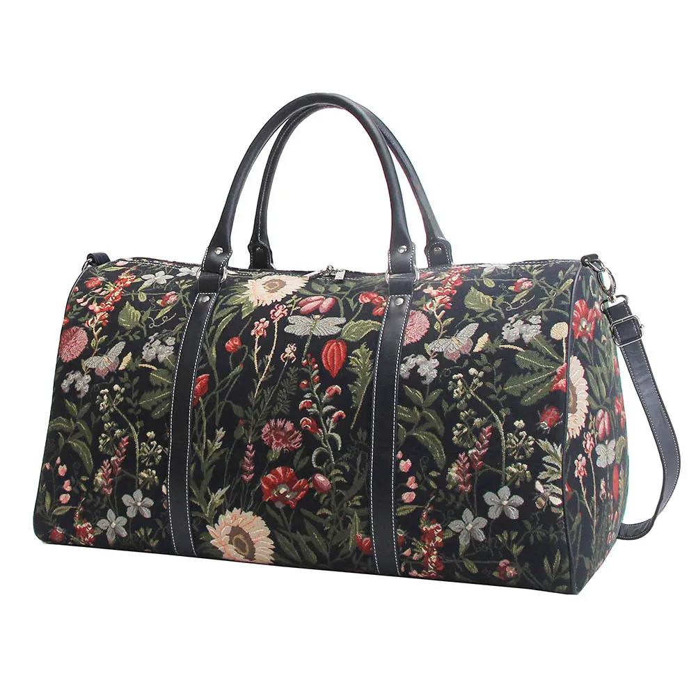Morning Garden Black - Big Holdall Bag by Signare Tapestry
