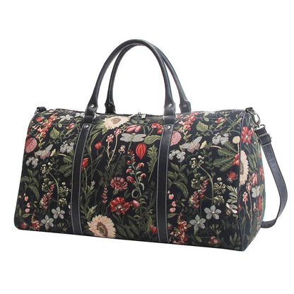 Morning Garden Black - Big Holdall Bag by Signare Tapestry