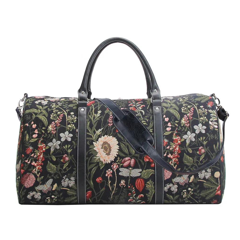 Morning Garden Black - Big Holdall Bag by Signare Tapestry