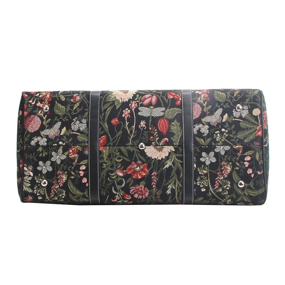 Morning Garden Black - Big Holdall Bag by Signare Tapestry