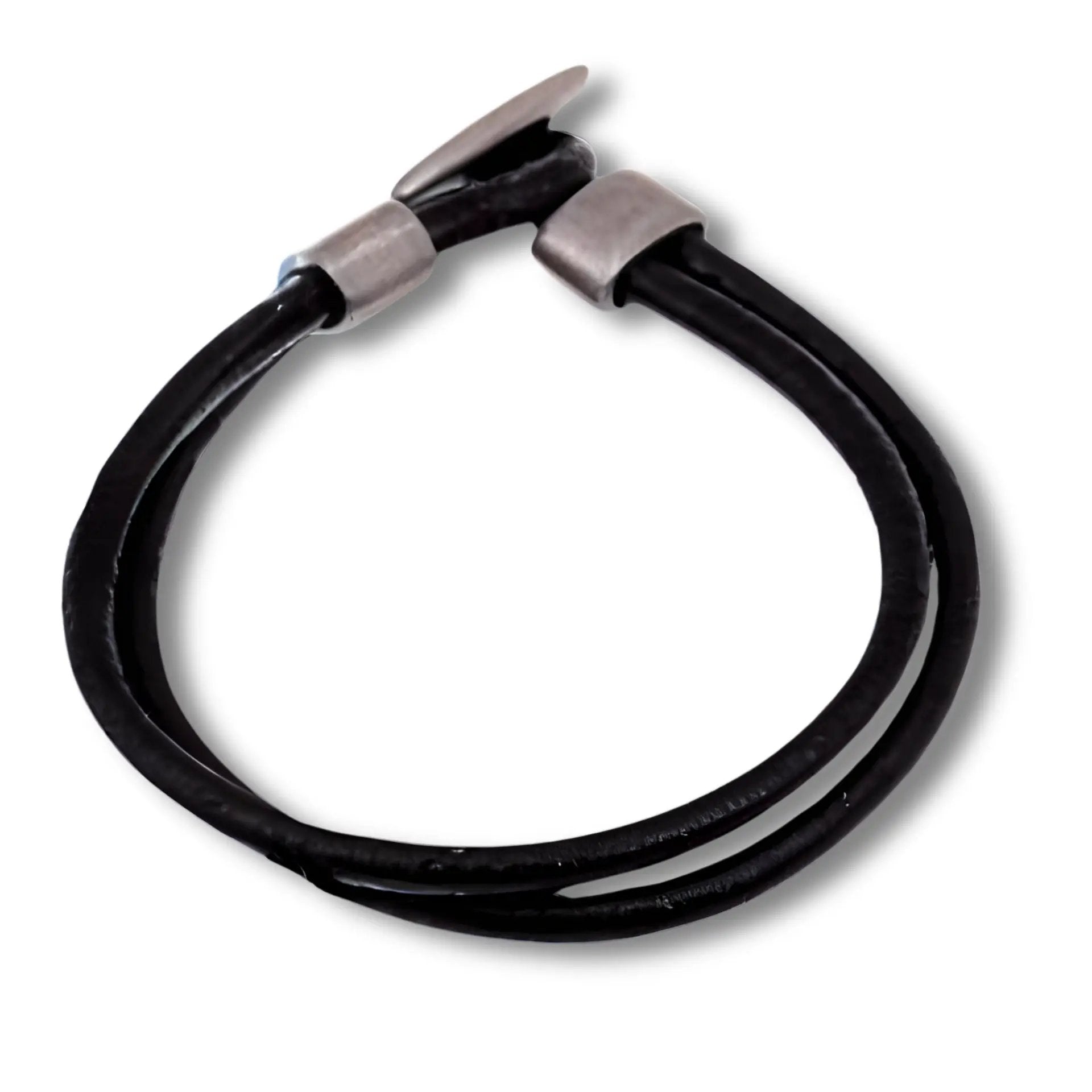 Men's Black Double Leather Bracelet by AyeDoGifts