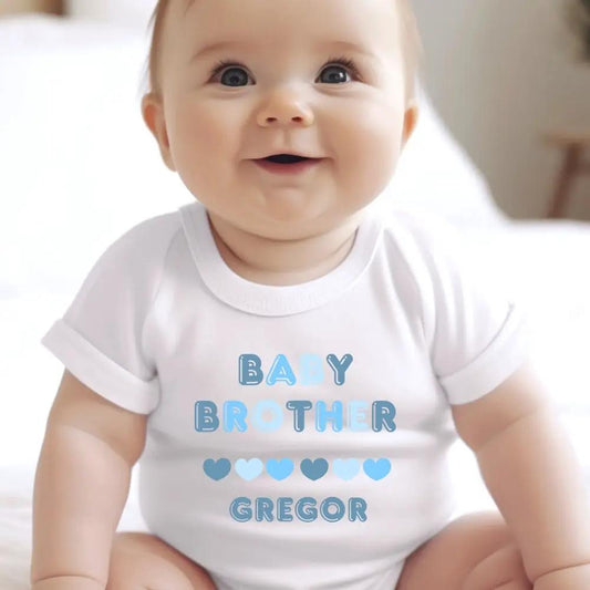 Baby Brother Baby Outfit: Bib, Vest, Baby Grow by Aye Do Gifts