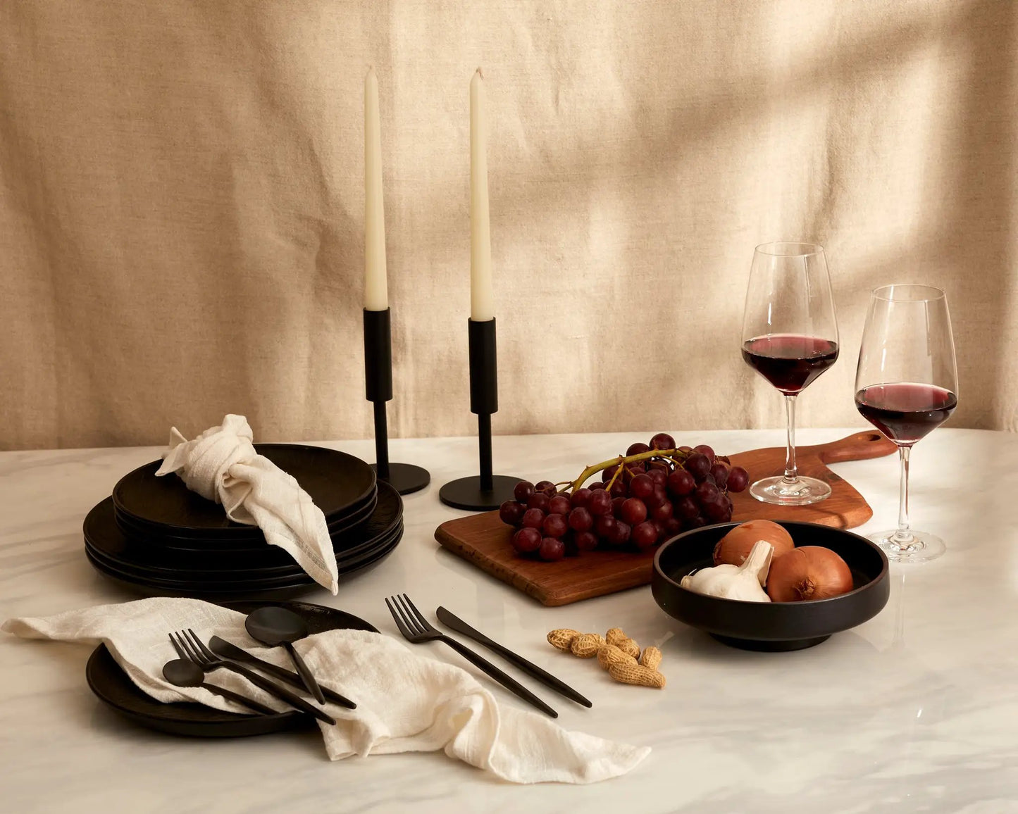 London Black Cutlery Set – 16 or 24 Piece Stainless Steel Matte Flatware by WHAT A HOST