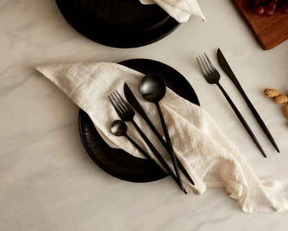 London Black Cutlery Set – 16 or 24 Piece Stainless Steel Matte Flatware by WHAT A HOST