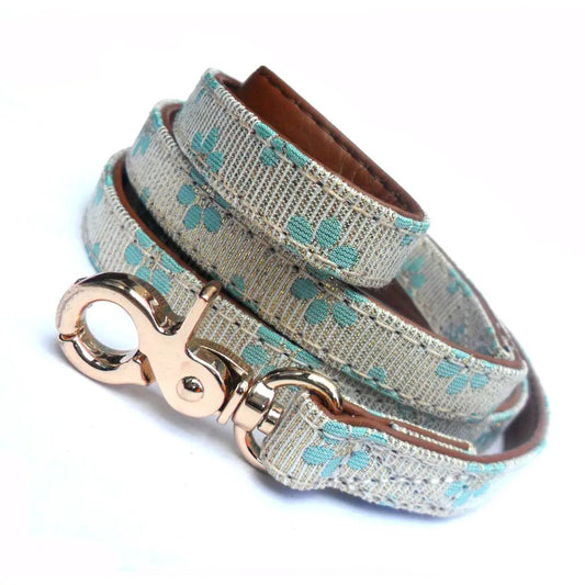 Flower Fabric Dog Leads - Blue by Prince&Princess