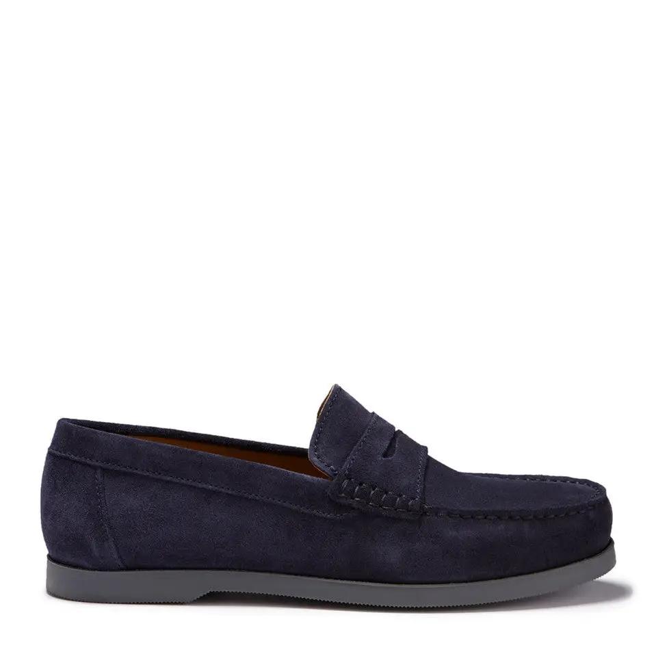 Boat Loafers, navy blue suede by Hugs & Co.
