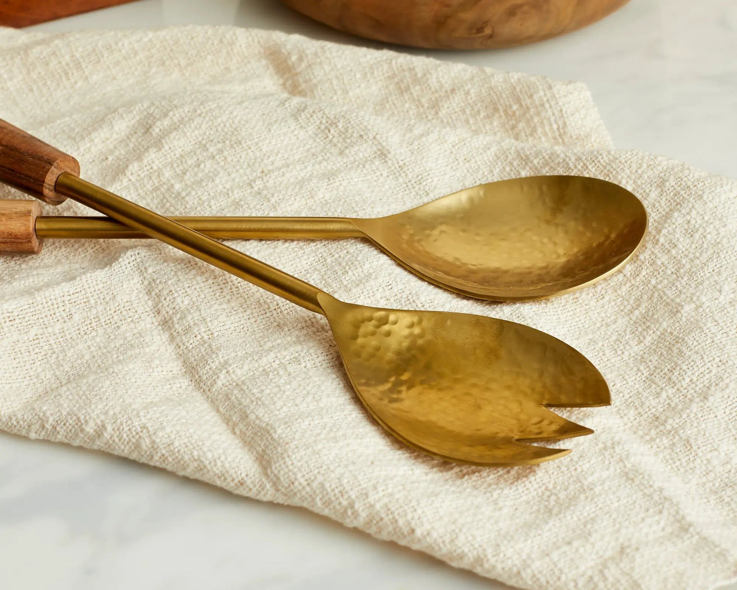 Hema Gold Salad Servers – Spoon and Fork Set, Gold Finish by What a Host