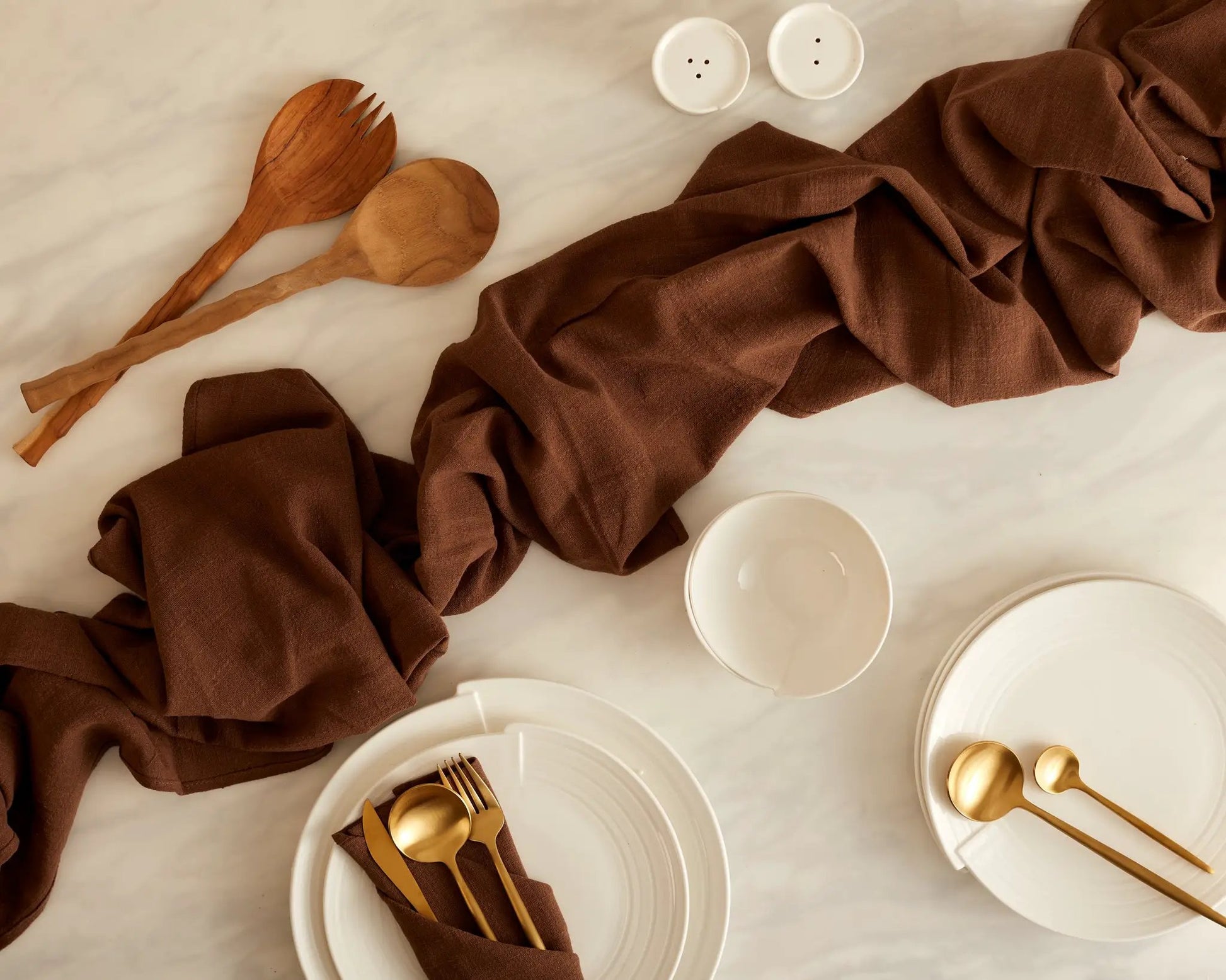 Indie Brown Cotton Gauze Table Runner by WHAT A HOST