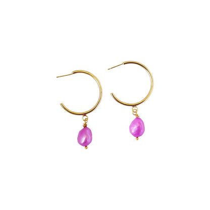 Pink freshwater pearl hoop earrings | by Ifemi Jewels by Ifemi Jewels