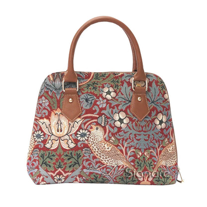William Morris Strawberry Thief Red - Convertible Bag by Signare Tapestry