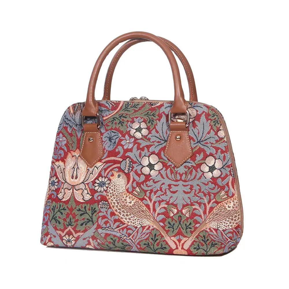 William Morris Strawberry Thief Red - Convertible Bag by Signare Tapestry