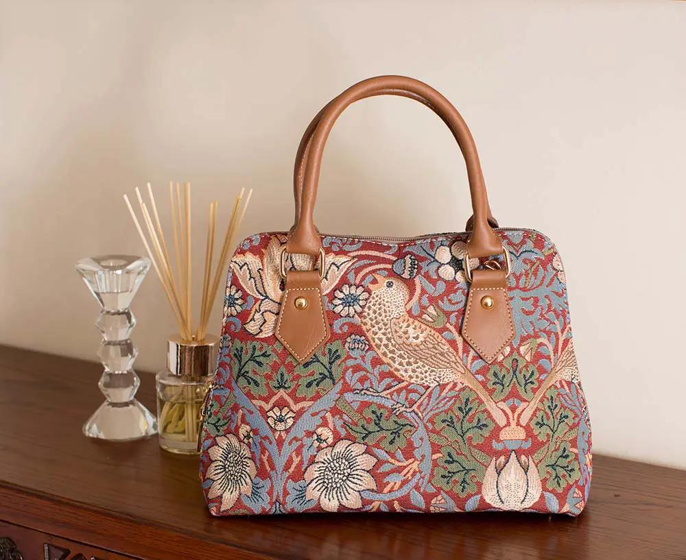 William Morris Strawberry Thief Red - Convertible Bag by Signare Tapestry