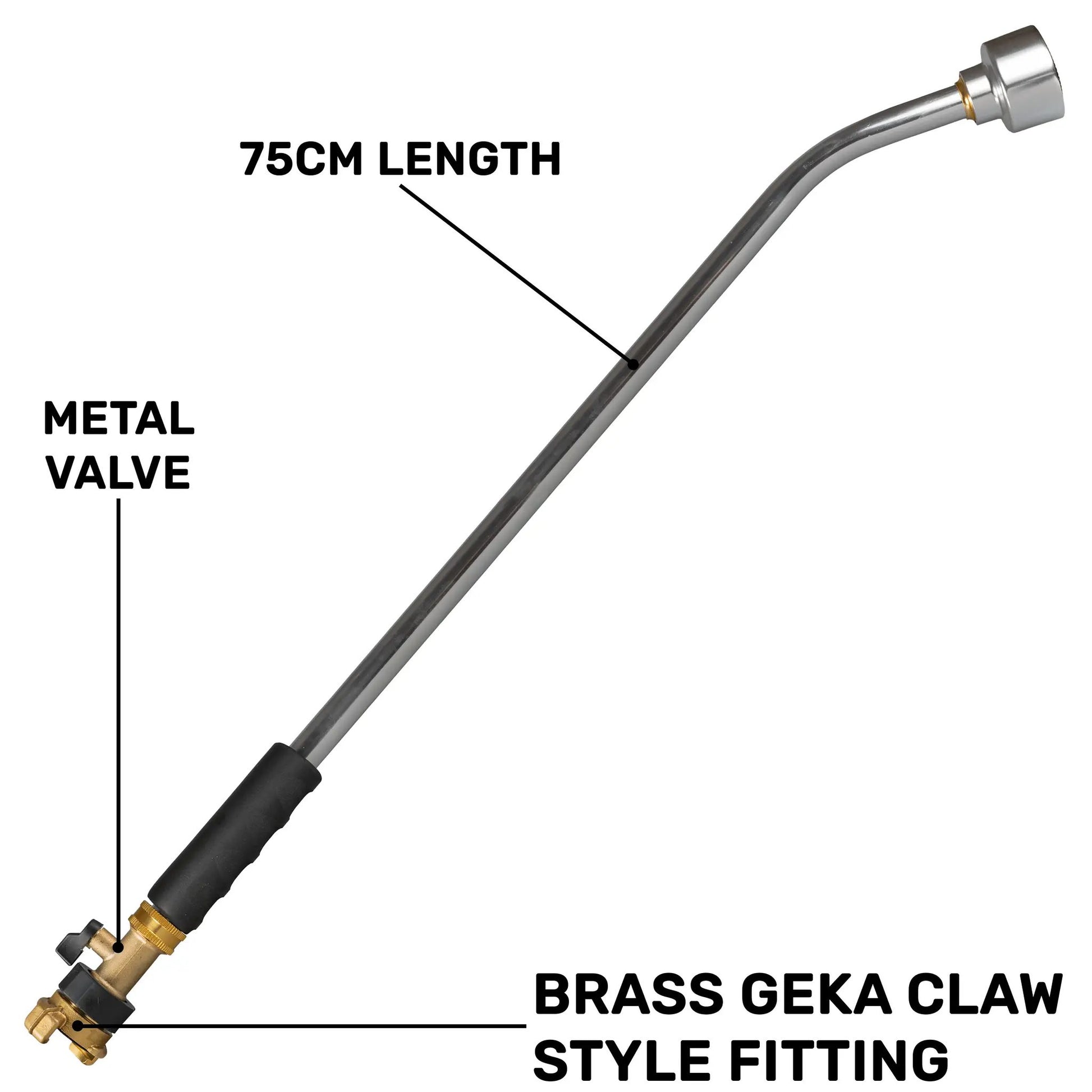 75cm Garden Watering Lance with Brass Valve and Geka Type Fitting by AP Supplies