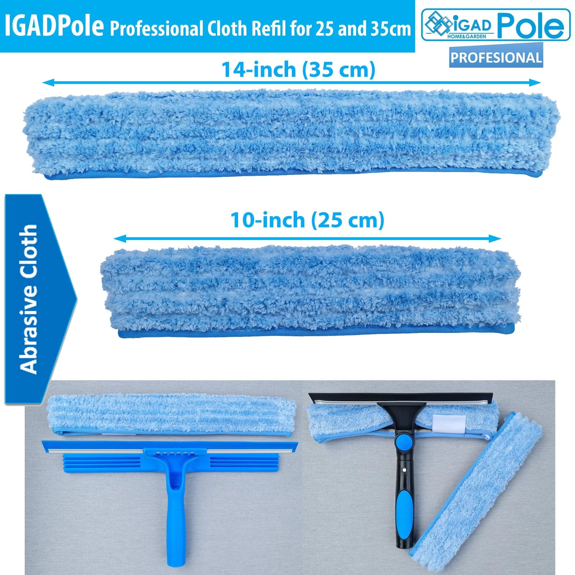 IGADPole Microfiber cloth refill for 10"(25cm) or 14"(35cm) Squeegees by IGADPole