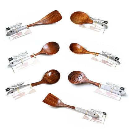 Colorful Teak Lacquer Kitchen Utensils Set by Cashymart