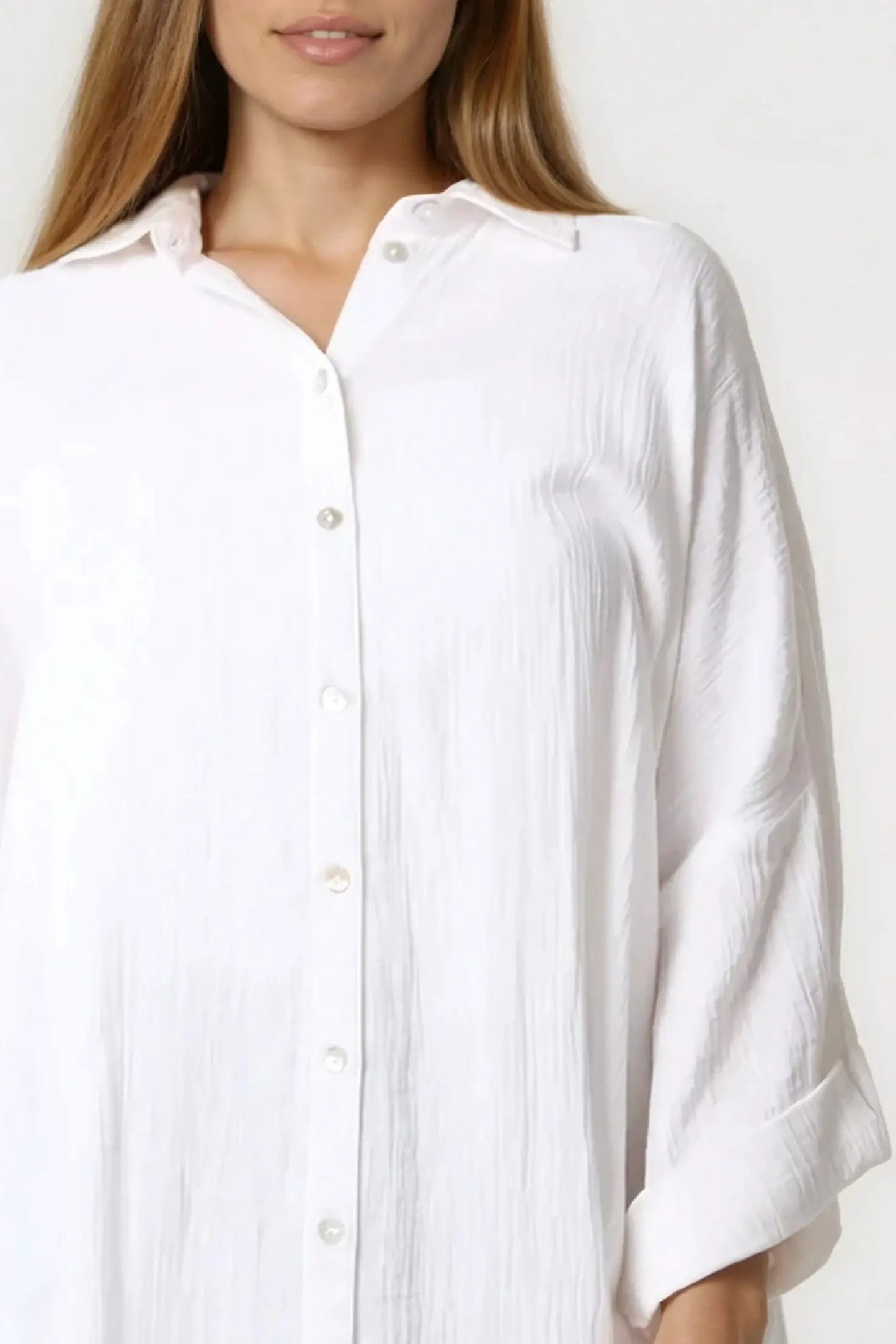 White Oversized Cotton Shirt by Aftershock London