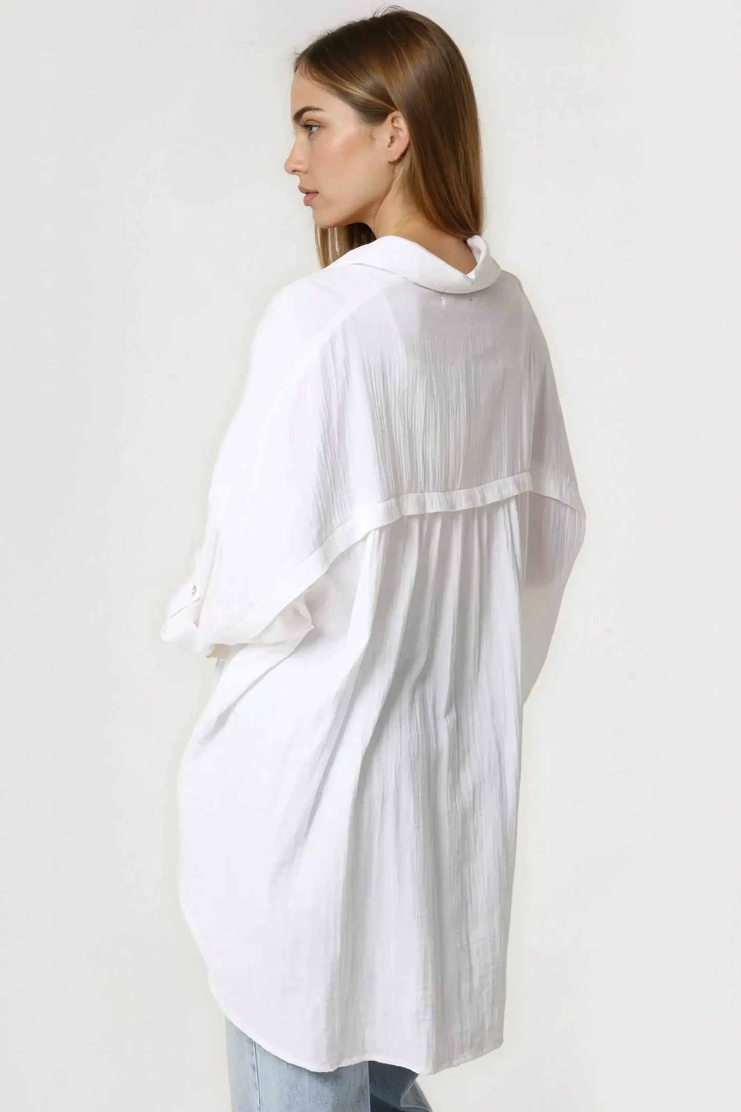 White Oversized Cotton Shirt by Aftershock London