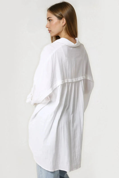 White Oversized Cotton Shirt by Aftershock London