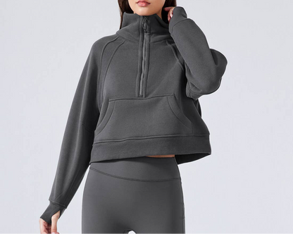 Women’s Half-Zip Fleece Sport Coat with Thumbholes by Me & I