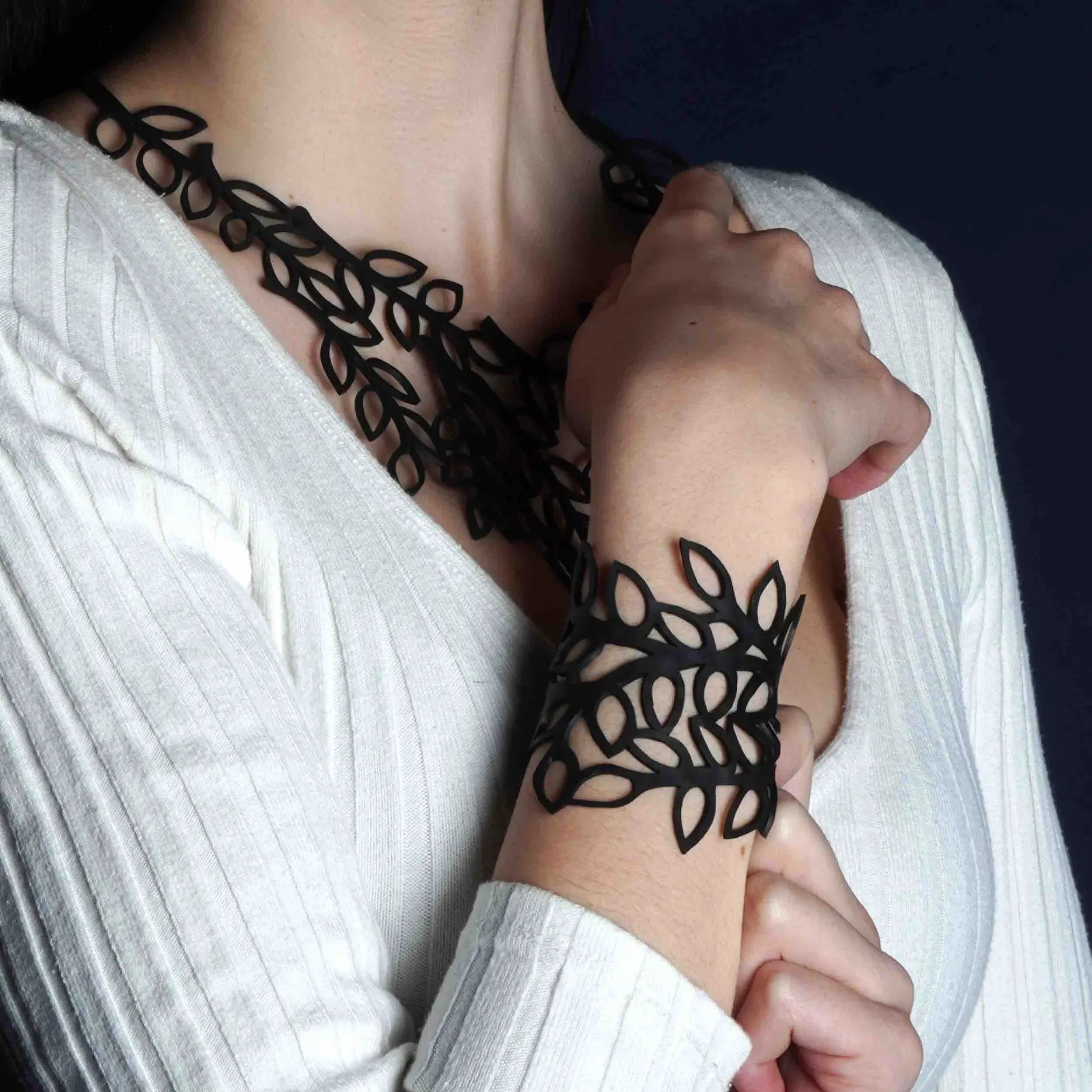 Evergreen Leaf Recycled Rubber Necklace by Paguro Upcycle