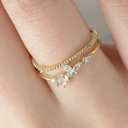 Pink butterfly ring by Nabi London