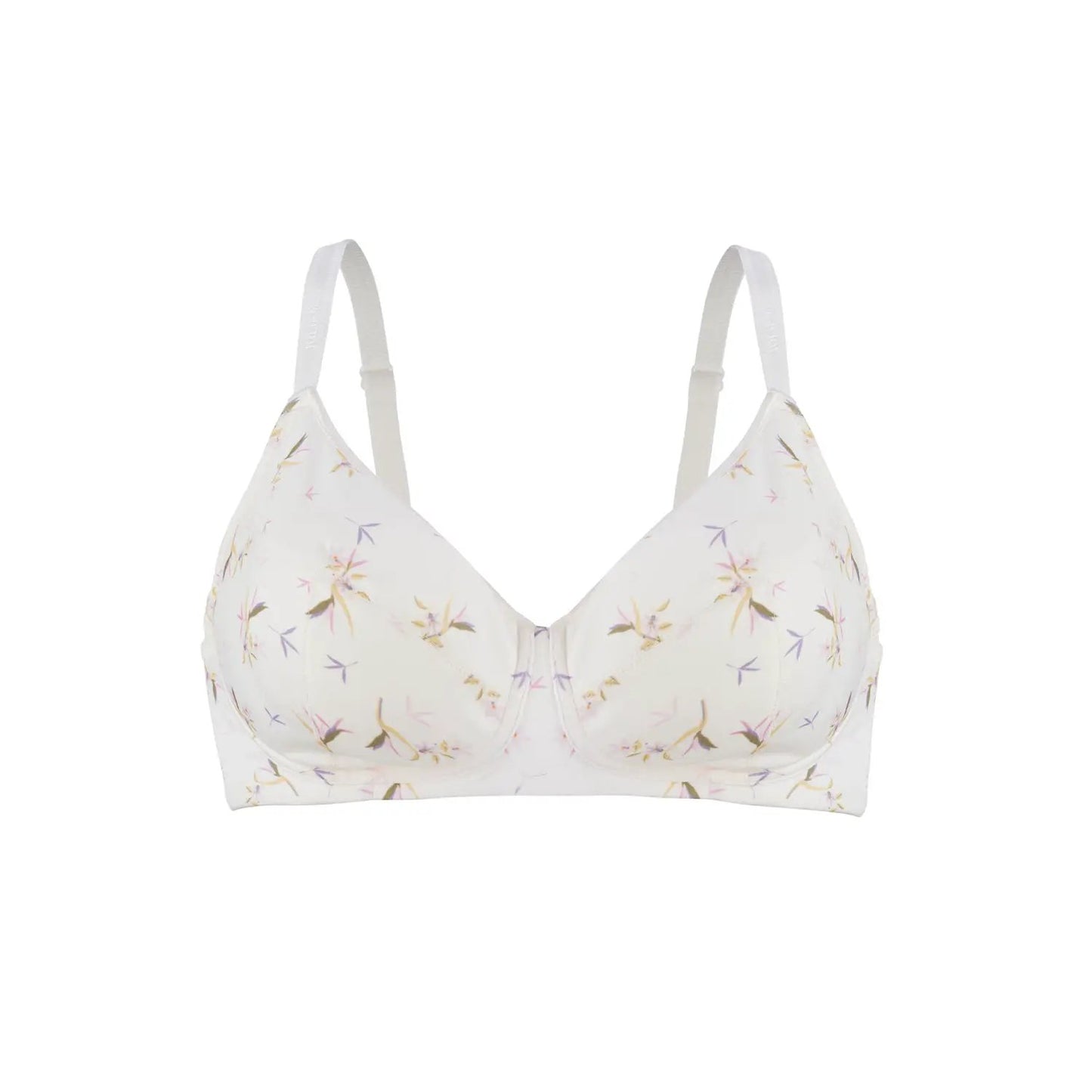 Ditsy Floral - Silk & Organic Cotton Smooth T-Shirt Wireless Bra by Juliemay Lingerie
