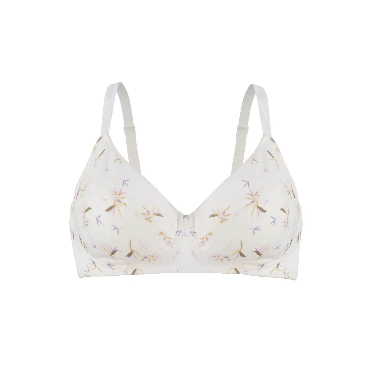 Ditsy Floral - Silk & Organic Cotton Smooth T-Shirt Wireless Bra by Juliemay Lingerie