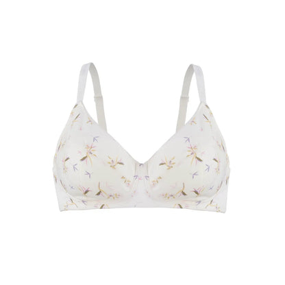 Ditsy Floral - Silk & Organic Cotton Smooth T-Shirt Wireless Bra by Juliemay Lingerie
