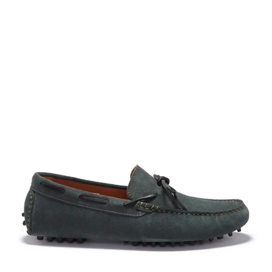 Laced Driving Loafers, racing green suede by Hugs & Co.