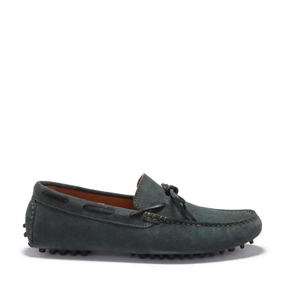 Laced Driving Loafers, racing green suede by Hugs & Co.
