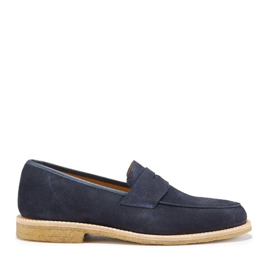 Blue Suede Loafers, Crepe Rubber Welted Sole by Hugs & Co.