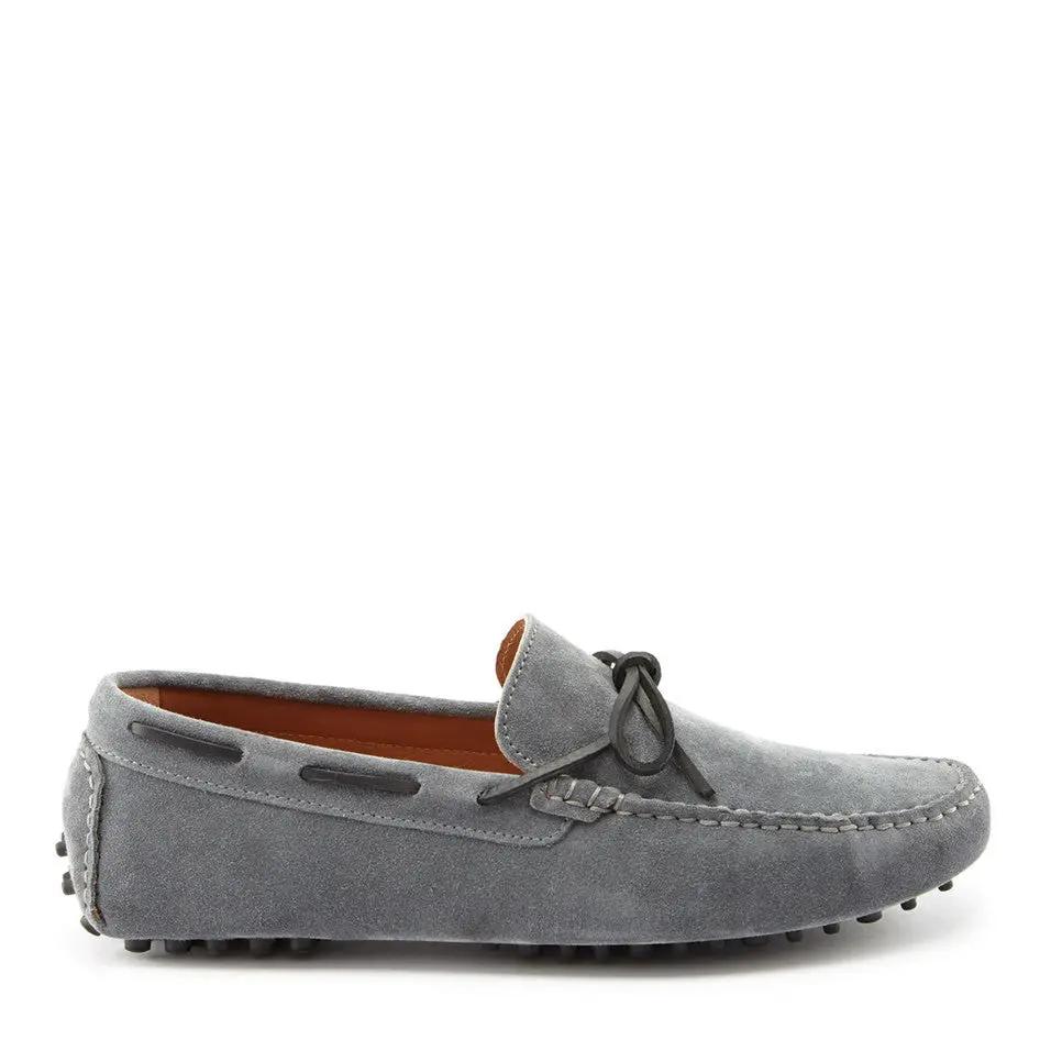 Laced Driving Loafers, slate grey suede by Hugs & Co.