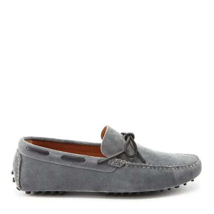 Laced Driving Loafers, slate grey suede by Hugs & Co.