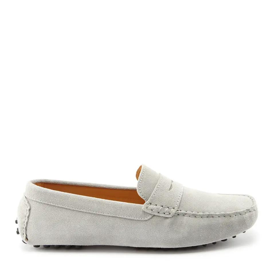 Penny Driving Loafers, dove grey suede by Hugs & Co.