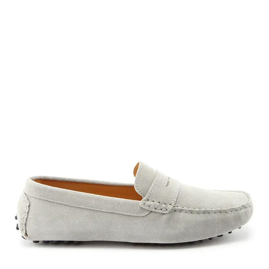 Penny Driving Loafers, dove grey suede by Hugs & Co.
