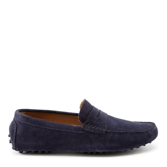 Penny Driving Loafers, navy blue suede by Hugs & Co.
