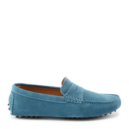 Penny Driving Loafers, petrol blue suede by Hugs & Co.
