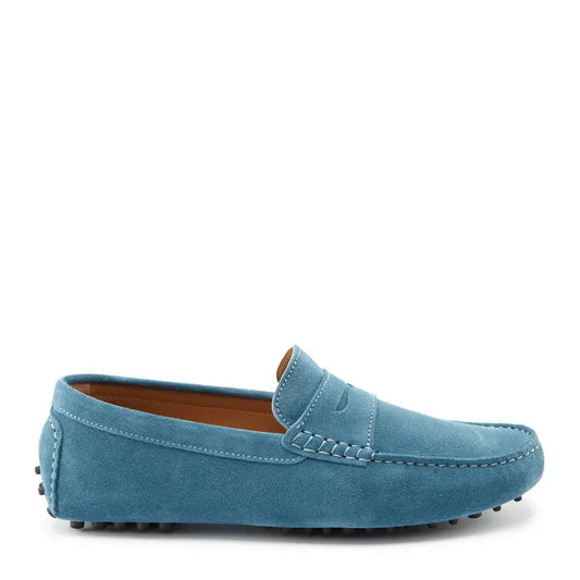 Penny Driving Loafers, petrol blue suede by Hugs & Co.