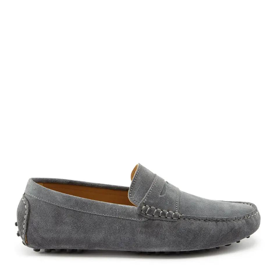 Penny Driving Loafers, slate grey suede by Hugs & Co.