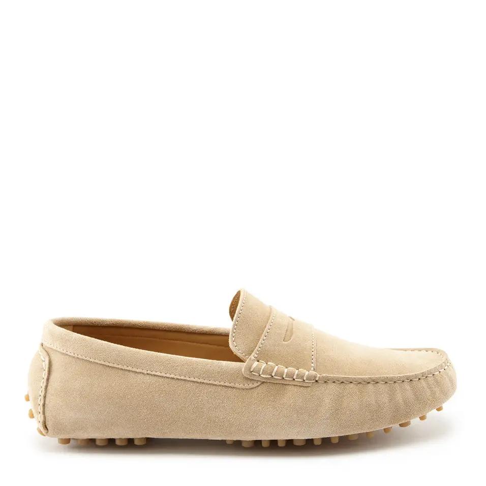 Penny Driving Loafers, taupe suede by Hugs & Co.