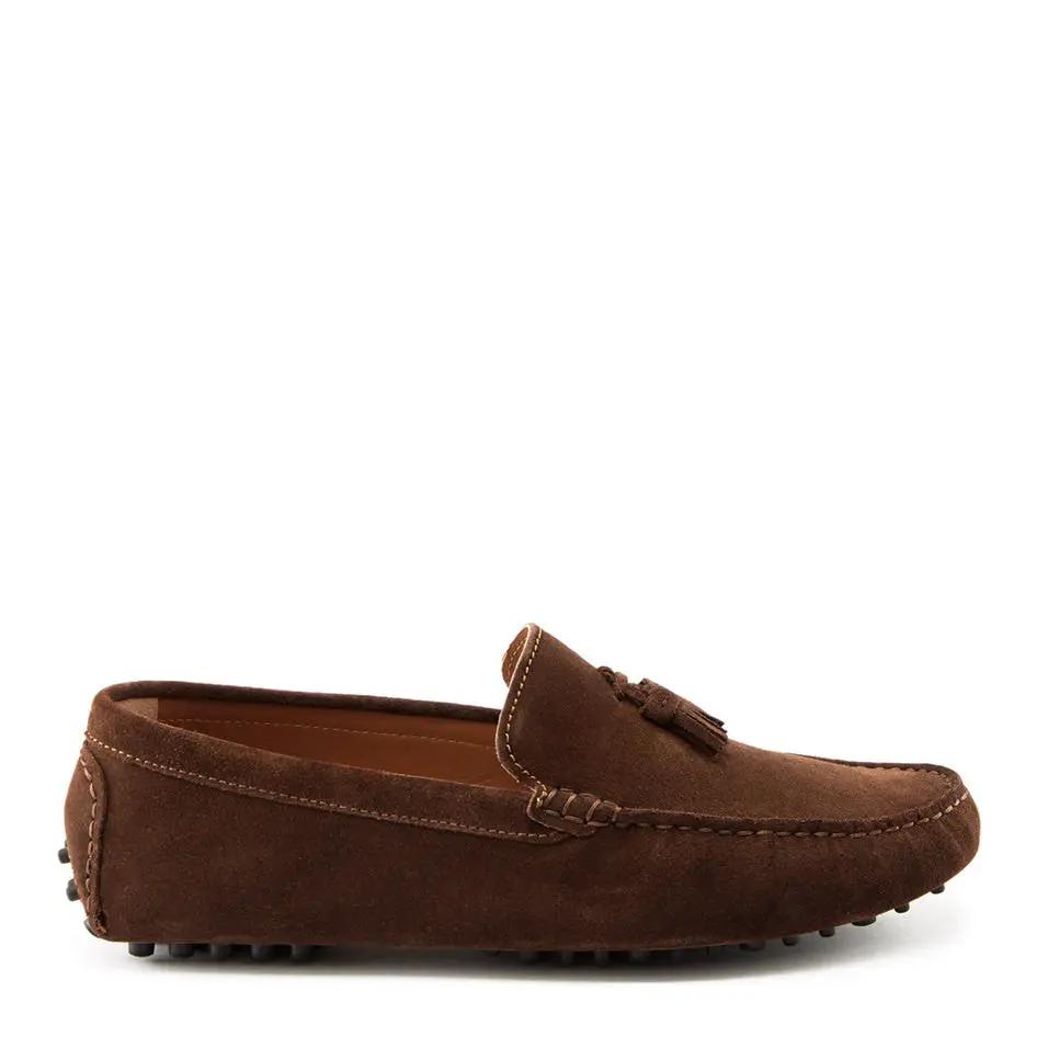 Tasselled Driving Loafers, brown suede by Hugs & Co.