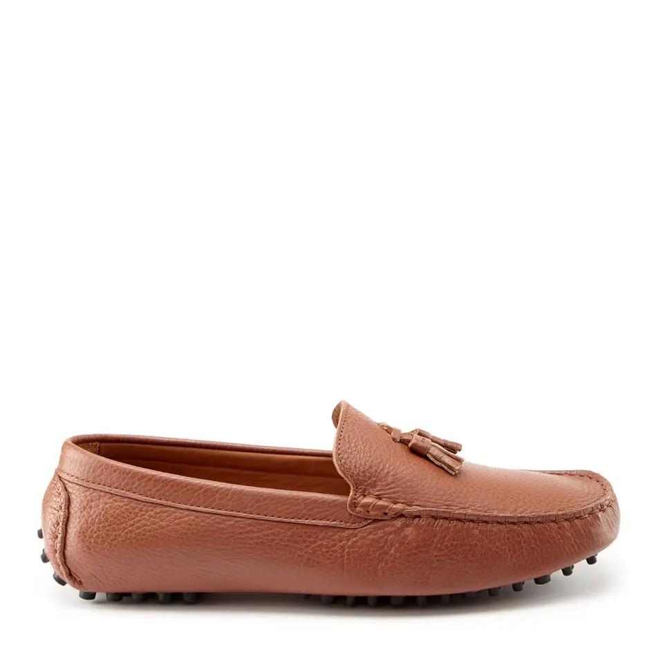 Tasselled Driving Loafers, tan grain leather by Hugs & Co.