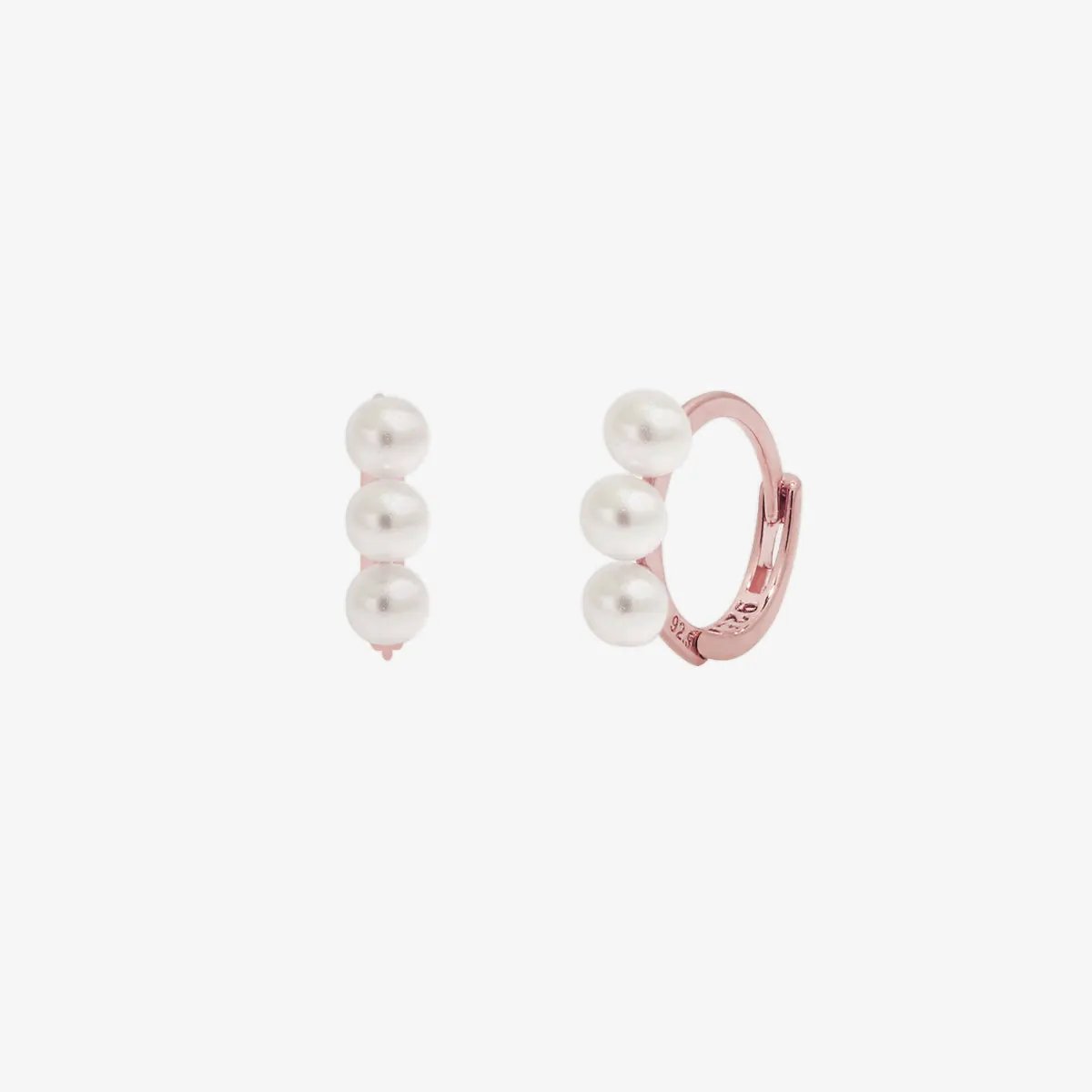 Triple Pearls Huggie Earring by Nabi London