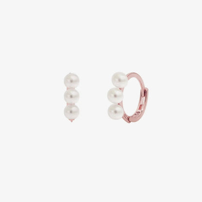 Triple Pearls Huggie Earring by Nabi London
