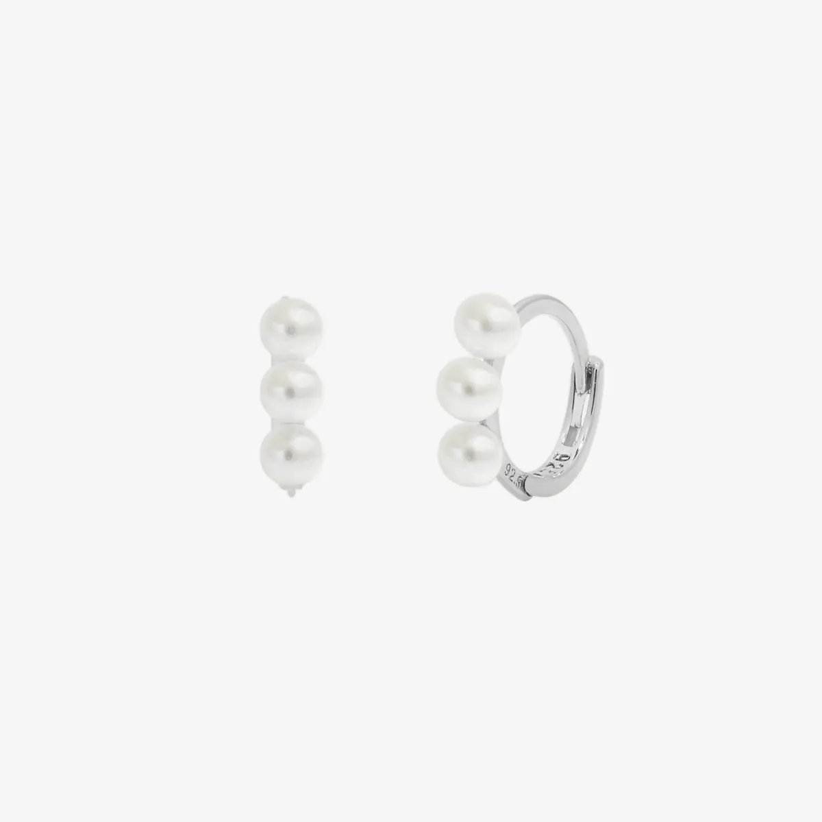 Triple Pearls Huggie Earring by Nabi London