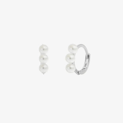 Triple Pearls Huggie Earring by Nabi London