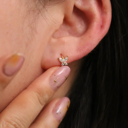 Crystal Butterfly Huggie Earring by Nabi London