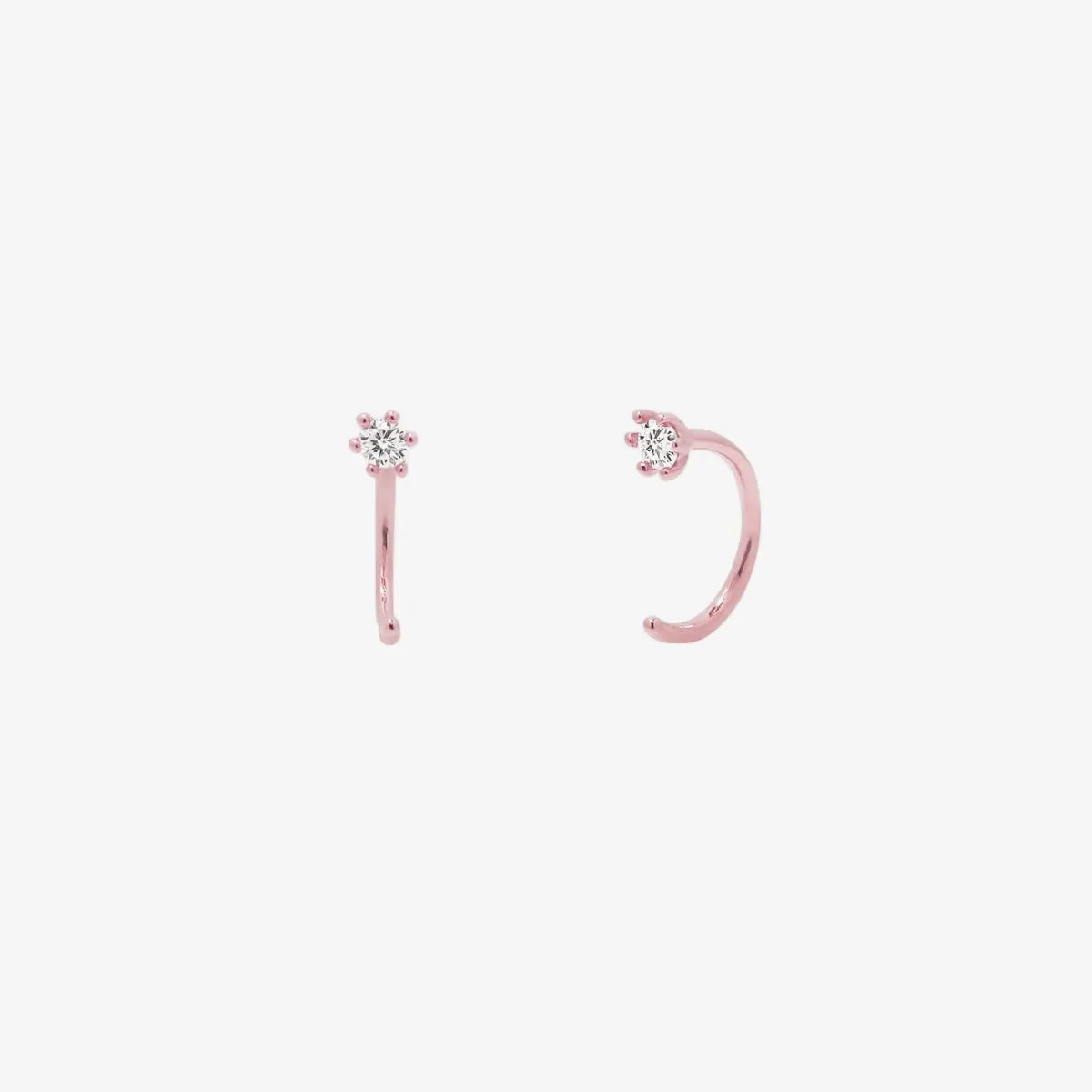 Simple Cubic Open Huggie Earring by Nabi London