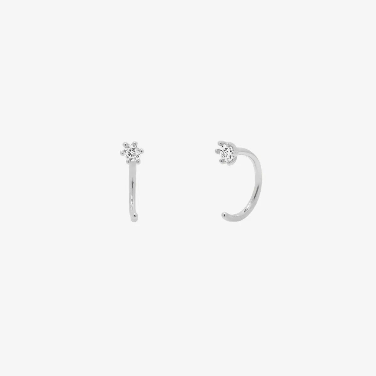 Simple Cubic Open Huggie Earring by Nabi London